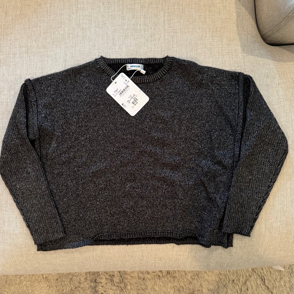 Mayoral Crop Swing Sweater - Black with Gold Y8 - NWT